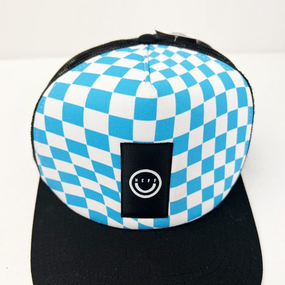 Neff Men's Blue and White Checker Snapback Hat - NWT - One Size - Picture 2 of 7